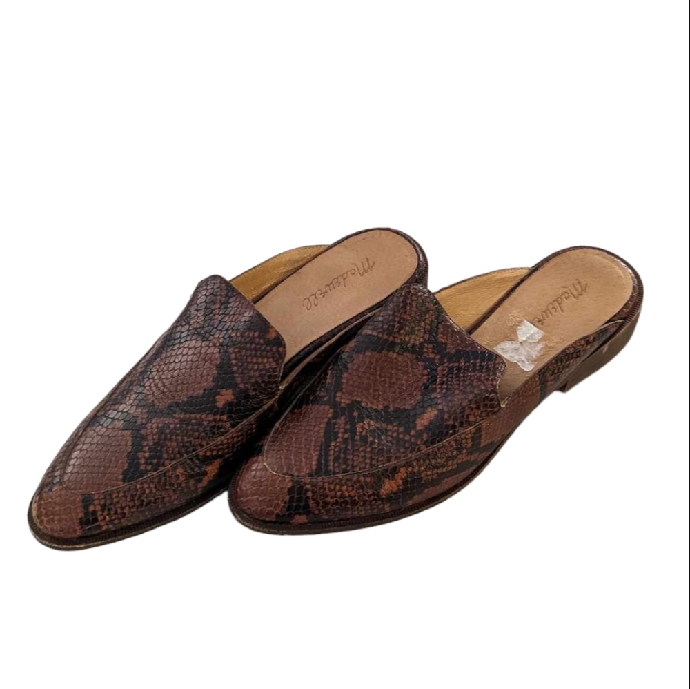 Madewell The Frances Snake Embossed LeatherSlip-On Slides Mules